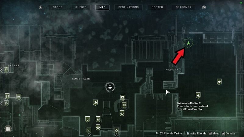 Xur location on the Tower (Image via Bungie)