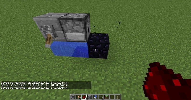 Some Minecraft players have been able to create automated obsidian farms on an incredibly small scale. (Image via Mojang)