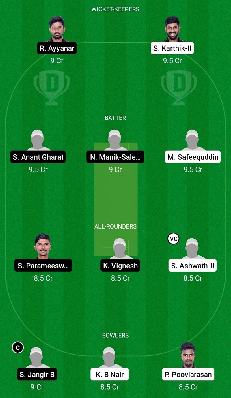 Dream11 Team 1 for Bulls XI vs Lions XI - Pondicherry T20 2021.