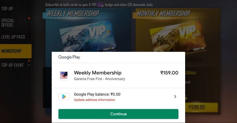 Players have to buy the monthly and weekly memberships together to get the rewards(Image via Free Fire)