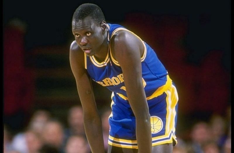 Manute Bol during his playing days with the Golden State Warriors