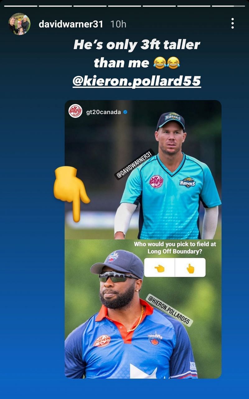 David Warner&#039;s Instagram story