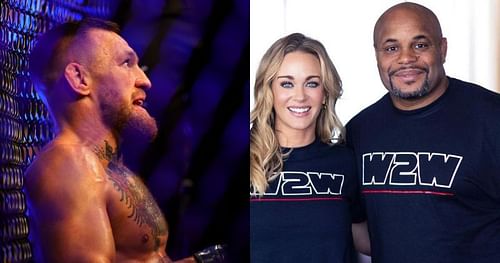 Conor McGregor (left), Laura Sanko and Daniel Cormier (right) [Right Image Courtesy: @laura_sanko on Instagram]