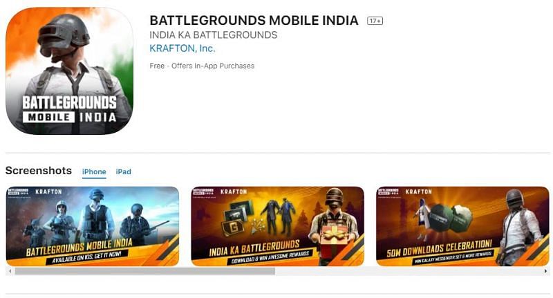 Battlegrounds Mobile India can be downloaded on Apple App Store (Image via Apple App Store)