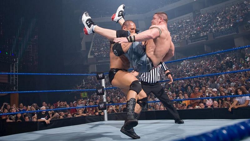 Batista shockingly defeated John Cena in a clash of two of WWE&#039;s biggest stars at SummerSlam 2008