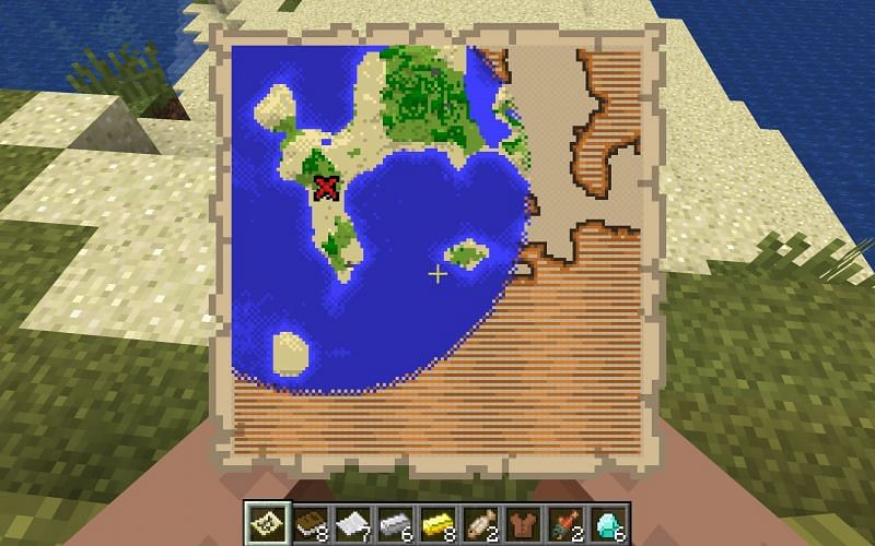 Buried treasure is difficult to find without an accompanying treasure map (Image via Mojang)