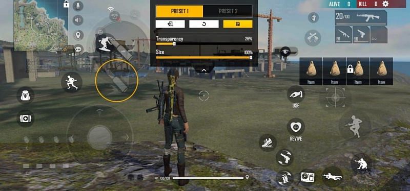Users can adjust the size and transparency of the buttons (Image via Free Fire)