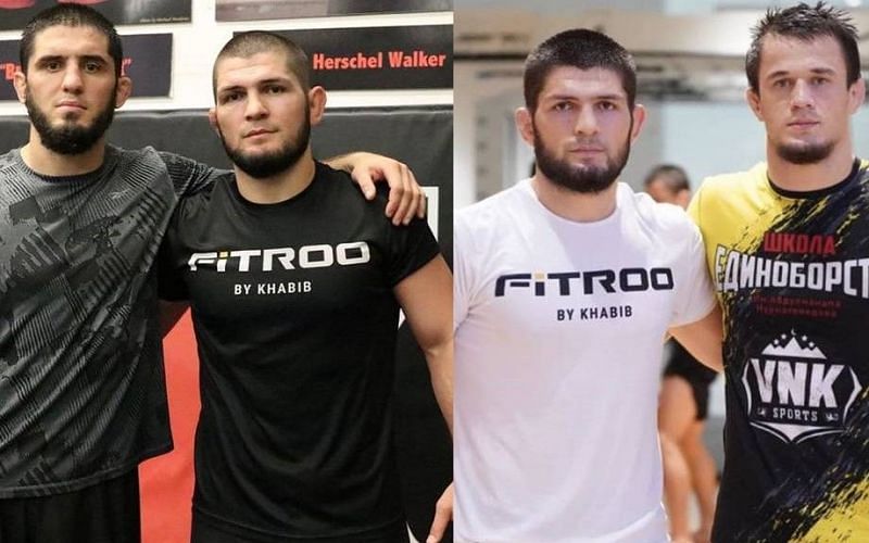 Islam Makhachev (far left); Khabib Nurmagomedov (center); Usman Nurmagomedov (far right) [Images Courtesy: @khabib_nurmagomedov on Instagram]