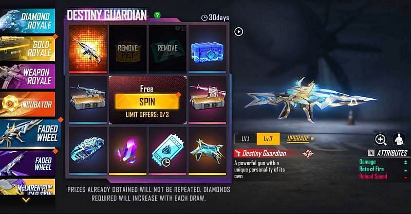Players will have to eliminate two items before they start spinning the Faded Wheel (Image via Free Fire)