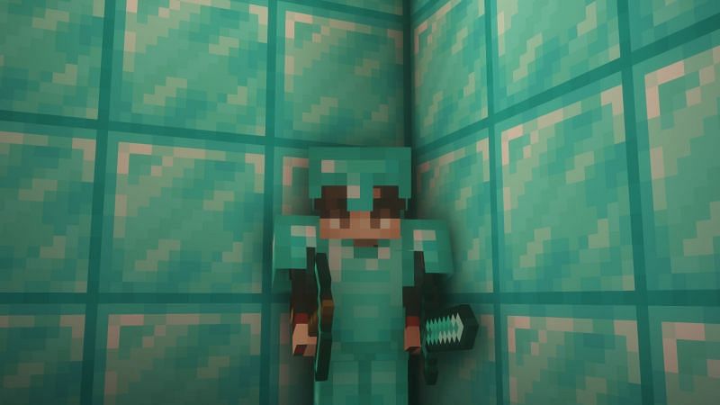 Player with a lot of diamonds (Image via Minecraft)