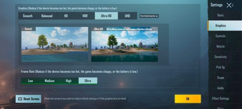 PUBG Mobile controls and settings (Image via Tencent)