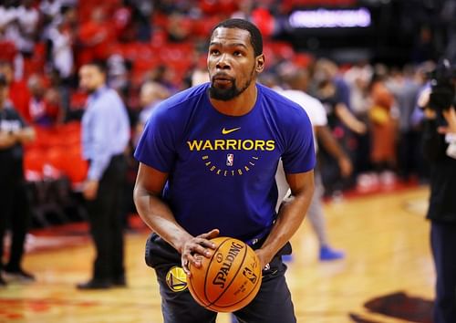 Kevin Durant warms up before Game 5 of the 2019 NBA Finals.