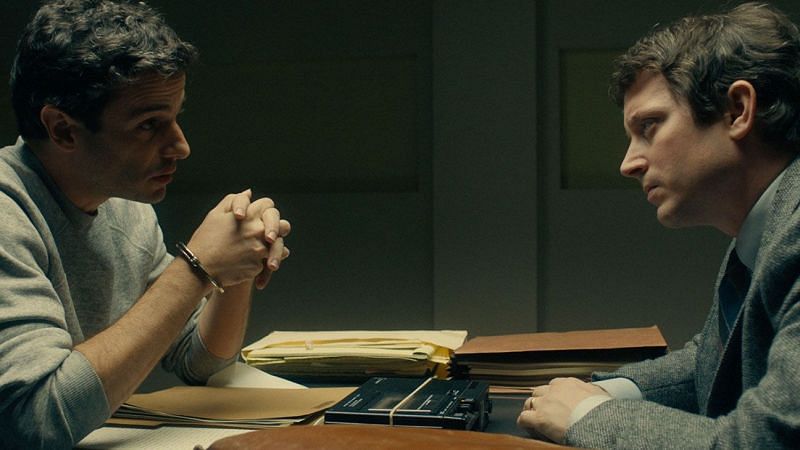 Luke Kirby as Ted Bundy and Elijah Wood as FBI analyst Bill Hagmaier in &quot;No Man of God&quot; (Image via RLJE Films)