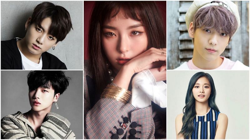 Find out which K-pop idols are ISFP. Pictured: Jungkook, Jinhwan, Seulgi, Soobin, Tzuyu