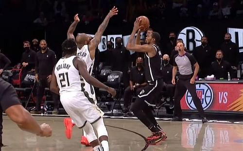 Kevin Durant's feet on the three-point line cost the Brooklyn Nets the win [Source: UPROXX]