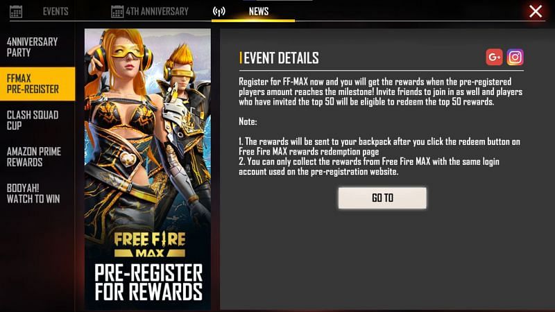 You need to hit the &#039;Go To&#039; button to open the interface (Image via Free Fire)
