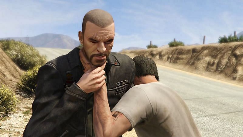 Trevor throwing Johnny to the floor ( Source: Gtawiki )