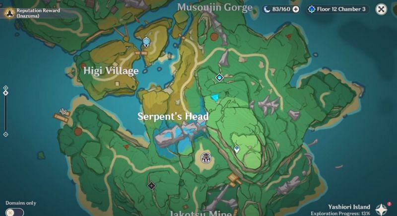 Location of quest &#039;The Gourmet Supremos: The Deep Divers&#039; on the map (Image via Genshin Impact)