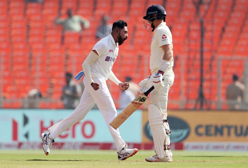 Mohammed Siraj celebrates after picking Joe Root&#039;s wicket