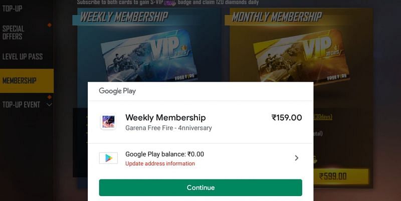 You can proceed with the payment to purchase the membership (Image via Free Fire)