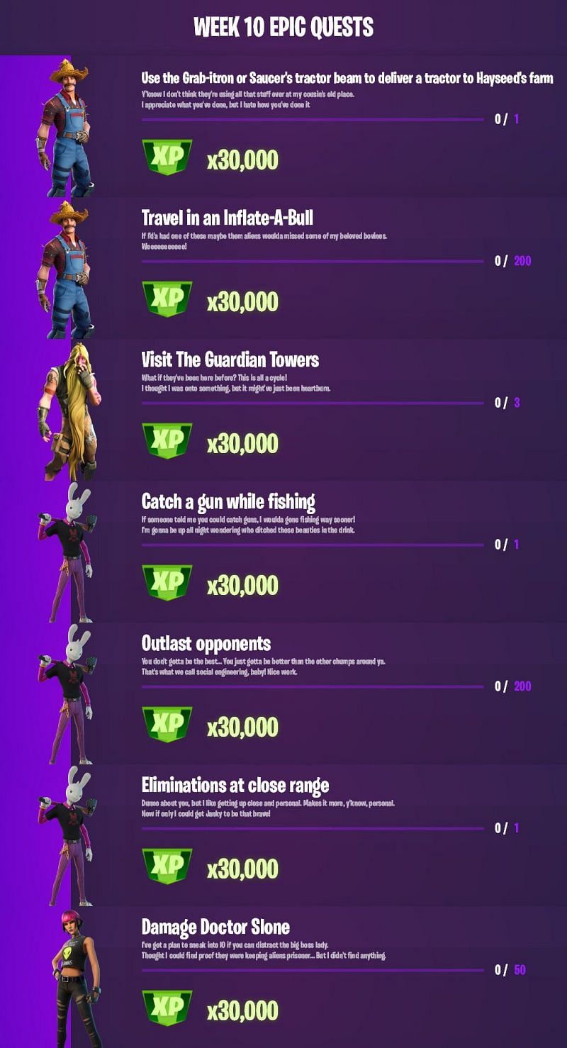 Fortnite Season 7 Epic challenges for week 10 (Image via XTigerHyperX)