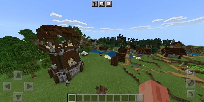 Outpost and a village (Image via Minecraft)