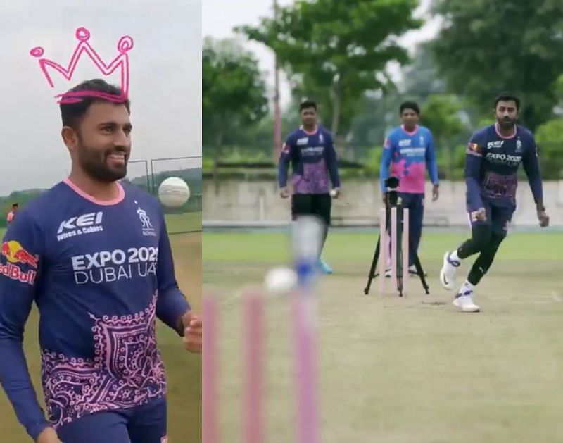 Shreyas Gopal indulges in a fun game during a practice session and wins it.