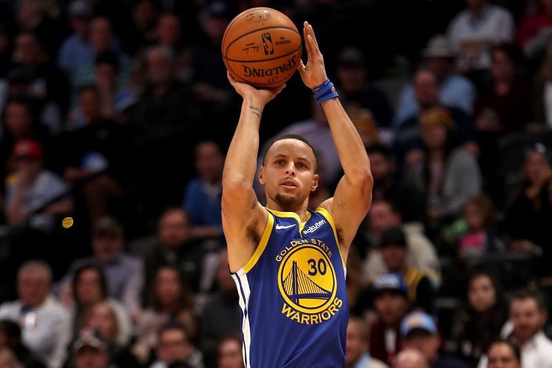 Stephen Curry attempts a three-pointer