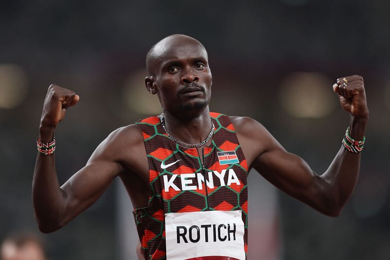 Ferguson Rotich after winning his 800m semi-finals at the Tokyo Olympics