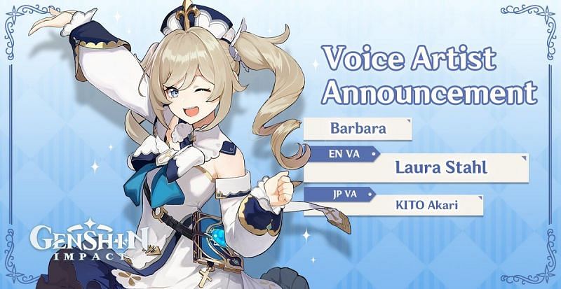 Barbara is one character that Laura Stahl voices in Genshin Impact (Image via Genshin Impact)