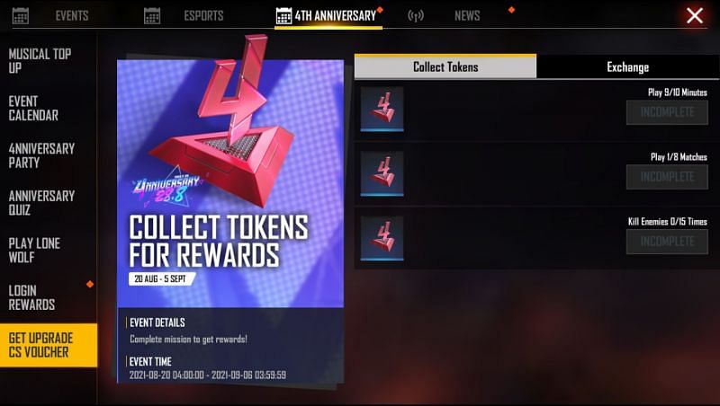 Completing these missions will reward players with tokens (Image via Free Fire)