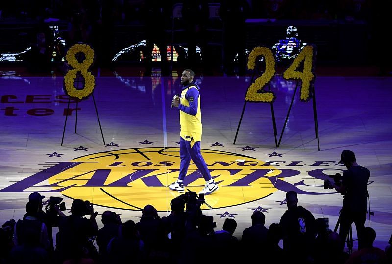 The LA Lakers honor Kobe Bryant by spotlighting his jerseys.