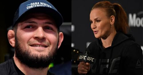 Khabib Nurmagomedov (left); Valentina Shevchenko (right).