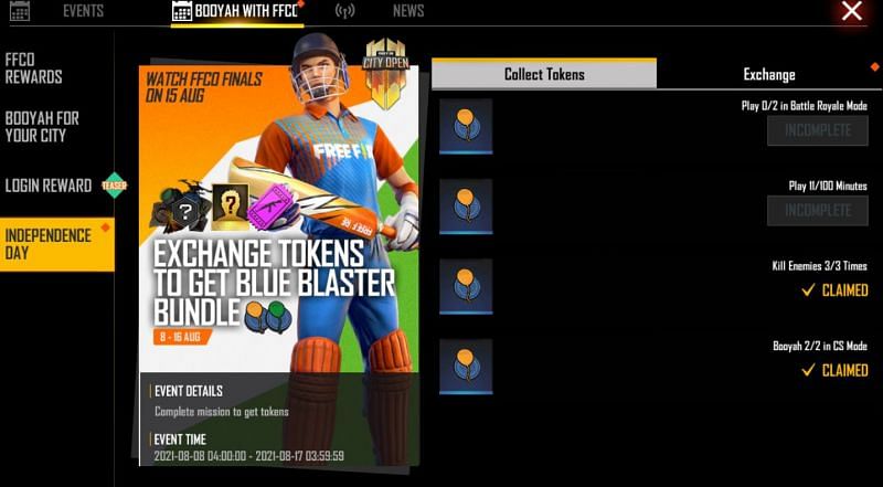 Users should complete missions to earn the tokens (Image via Free Fire)