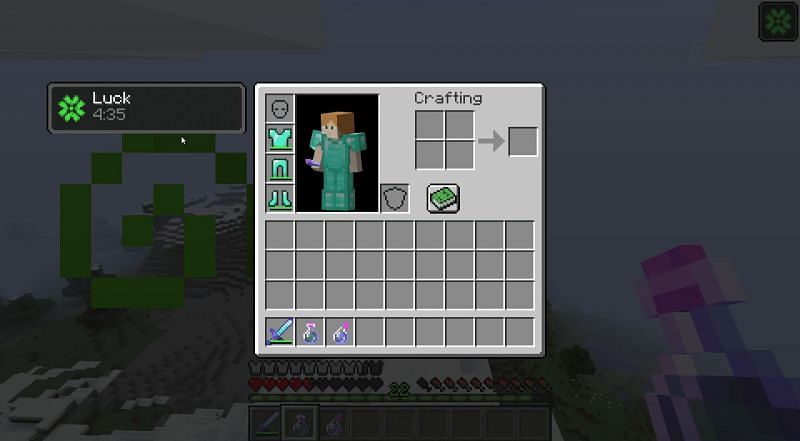 Player inflicted with a potion of Luck (Image via Minecraft)