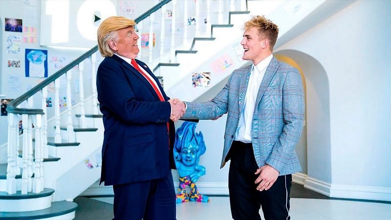 Jake Paul with the Donald Trump lookalike | Image via YouTube: Jake Paul