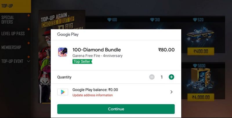 Players can complete the transaction to receive the diamonds (Image via Free Fire)
