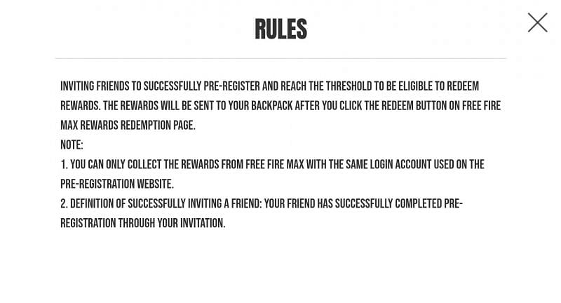 Here are the rules for the successful invitation and obtaining the rewards (Image via Free Fire)