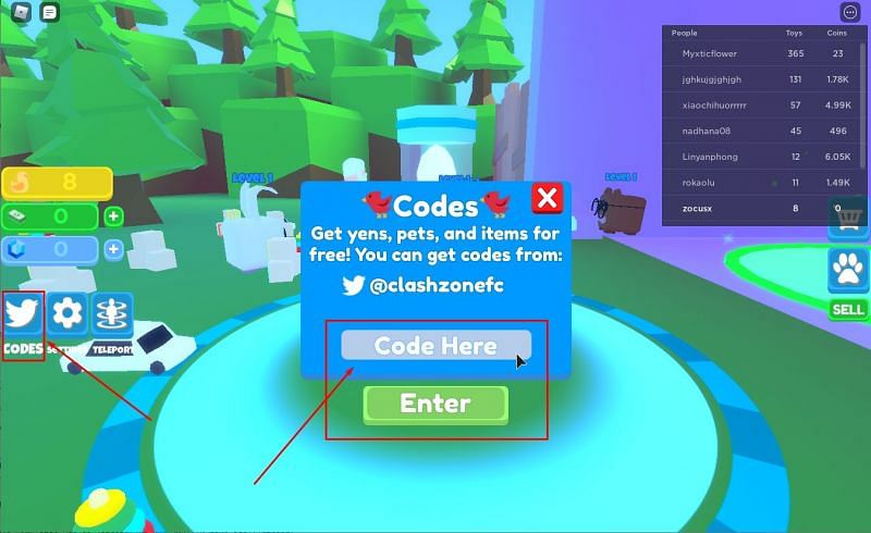 The code redemption window in Grow Old Simulator (Image via Roblox Corporation)