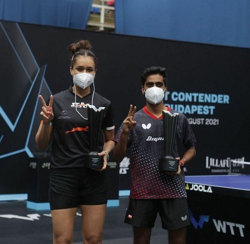 India&#039;s G Sathiyan and Manika Batra after winning the WTT Contender Tournament (PC: WTT)