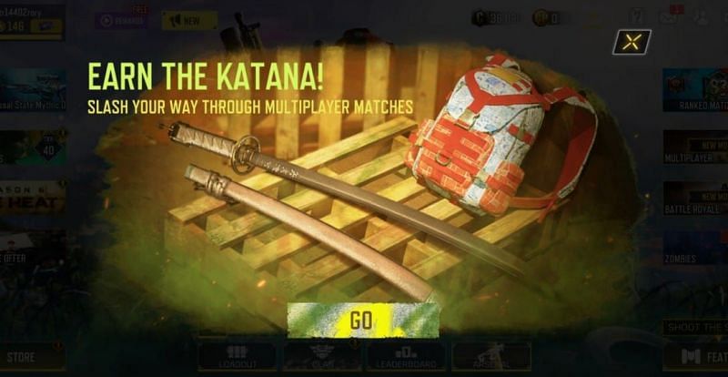A free Katana is up for grabs in COD Mobile (Image via Activision)