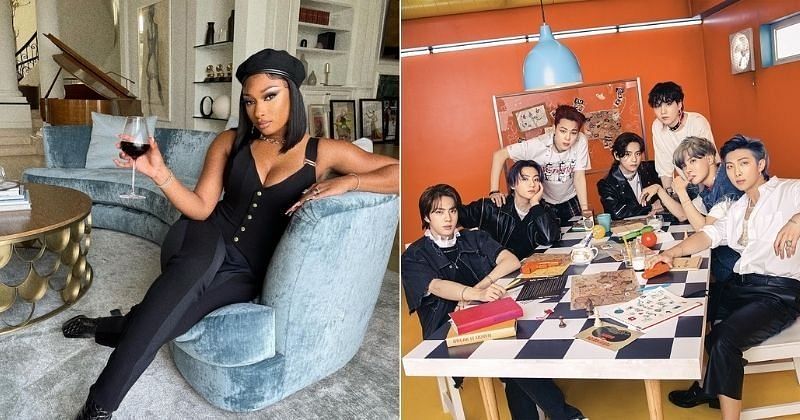 Meghan Thee Stallion and BTS members (Images via Instagram/theestallion and bts.bighitofficial)