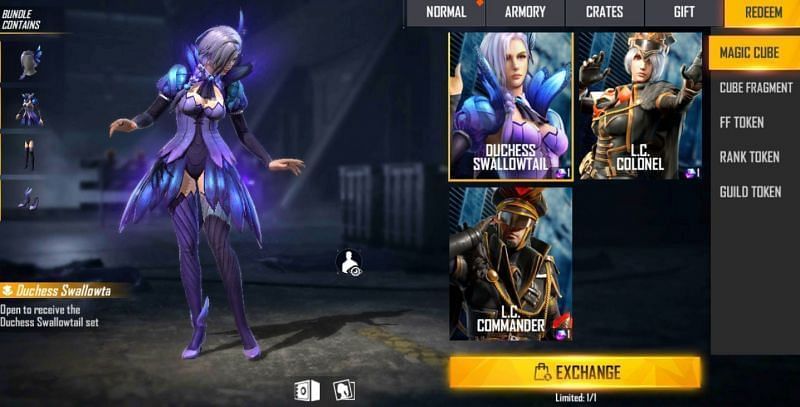 Free Fire में Duchess Swallowtail बंडल 