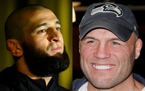 Khamzat Chimaev (left); Randy Couture (right)