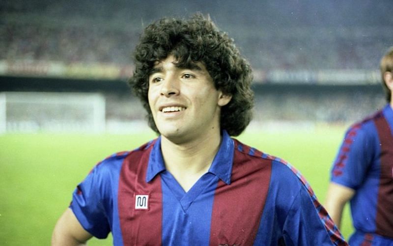 Diego Maradona smiles ahead of kick-off for Barcelona