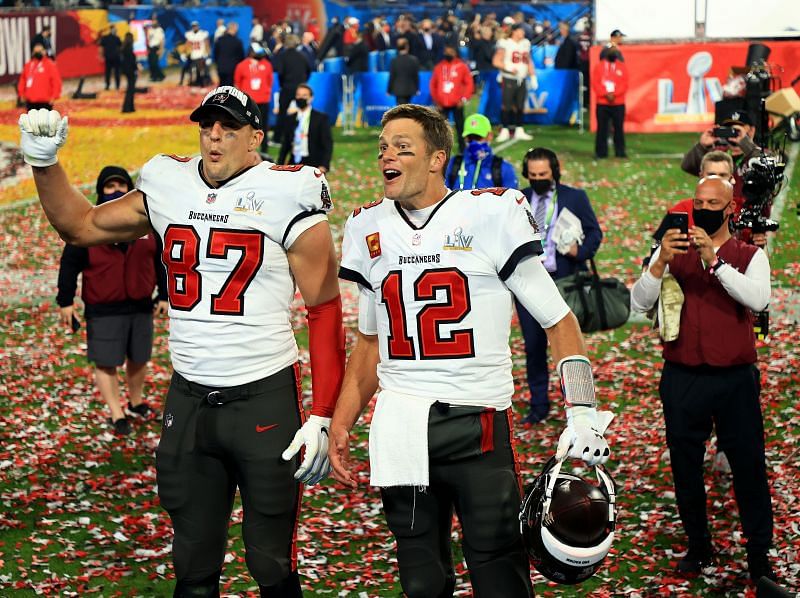 Tampa Bay Buccaneers QB Tom Brady and TE Rob Gronkowski