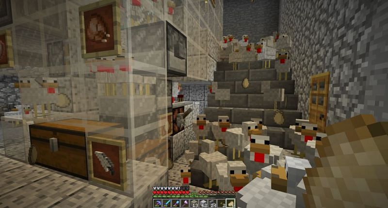 Chicken farm gone wrong (Image via Minecraft)