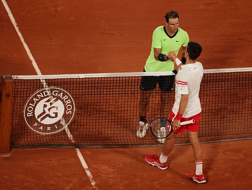 Rafael Nadal (L) and Novak Djokovic