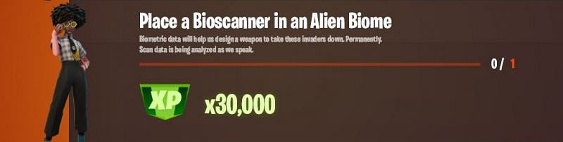 &quot;Place a Bioscanner in an Alien Biome&quot; Fortnite Week 9 challenge (Image via XTigerHyperX/Twitter)