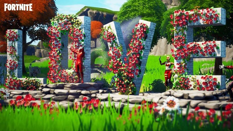 Flowers are the fastest way to even an alien&#039;s heart (Image via Fortnite/Epic Games)